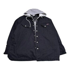 Men's Dickies Black Hoodie Zip‎ Snap Workwear Jacket Adult XL